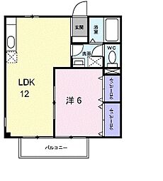 コスモミレニアム 2階1LDKの間取り
