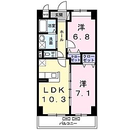 コスモ 2LDKの間取図画像