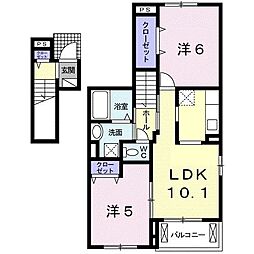 ル・リアンI 2階2LDKの間取り