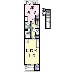 プルチーノ 2階1LDKの間取り