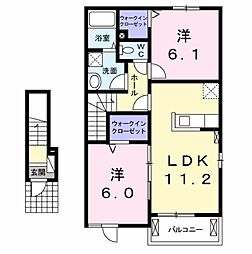 ラ・フォート6 2LDKの間取図画像