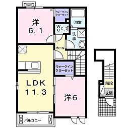コートシャルマン7 2LDKの間取図画像