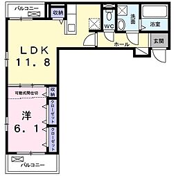 メゾン・アール 1LDKの間取図画像