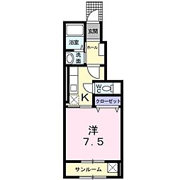 サンチェリー 1Kの間取図画像