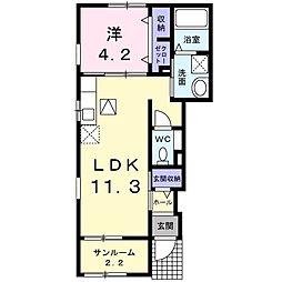 ヴィラアバンザーレ 1LDKの間取図画像