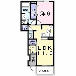 ミルト・ヴィラ　Ｂ 1階1LDKの間取り