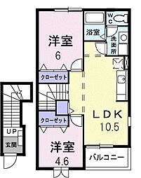 リッチモンドD 2LDKの間取図画像
