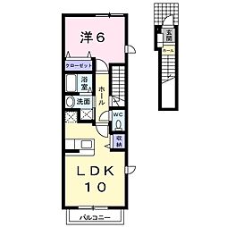 メゾン・プレインD 1LDKの間取図画像