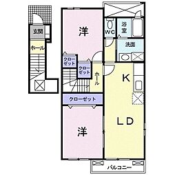 ル・ショコラ 2LDKの間取図画像
