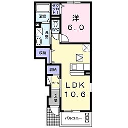 ＲｉｖａI 1階1LDKの間取り