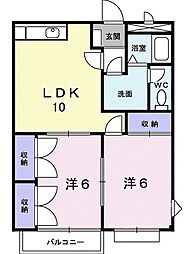 エリール岡本12号棟 2LDKの間取図画像