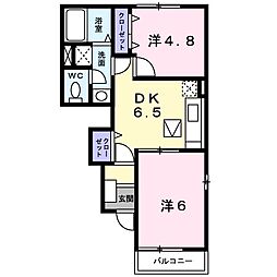 ミキハイツA 2DKの間取図画像