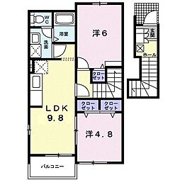ローレルハウス 2LDKの間取図画像