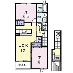 プロムナード岡部1 2LDKの間取図画像