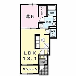 アルドール・アサヒ2 1LDKの間取図画像