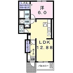 エリジオンあづみ野　Ｄ 1階1LDKの間取り