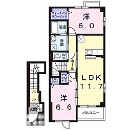 ハビテーションキブキ 2LDKの間取図画像