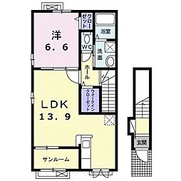 第1アサヒヒルズ 1LDKの間取図画像