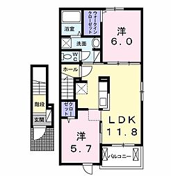 フォルシュ3丁目 2LDKの間取図画像