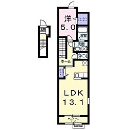 サンフラワーガーデン2 2階1LDKの間取り