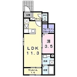 ル・ボナール 1LDKの間取図画像