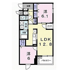 コスモグランデ 2LDKの間取図画像