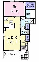 サンリッチカドイケ 1LDKの間取図画像