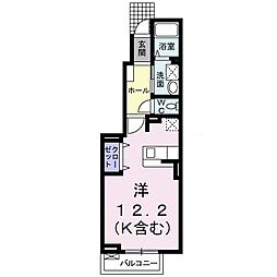 ジューエル 1階ワンルームの間取り