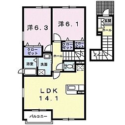 グレイスフルA 2LDKの間取図画像