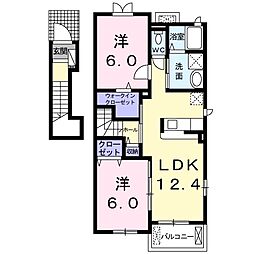 グリシーヌD 2LDKの間取図画像