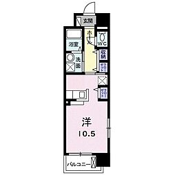 ウェーブ2 ワンルームの間取図画像