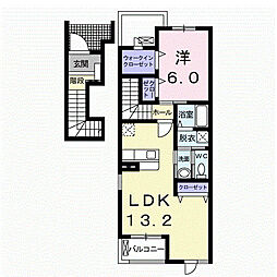 クレセントハイムC 1LDKの間取図画像