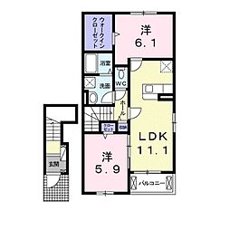 サニーシエル 2LDKの間取図画像