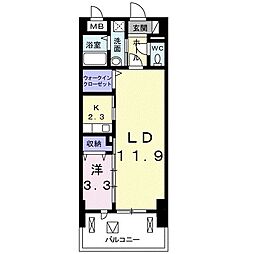 プラージュ堺 1LDKの間取図画像