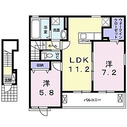 ソレイユ西貝 2LDKの間取図画像