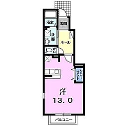 ルピナス 1階ワンルームの間取り