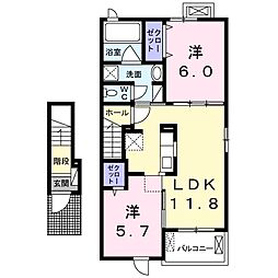 フィフスアベニューウエスト 2LDKの間取図画像