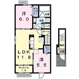 タカオカシュロス 2LDKの間取図画像
