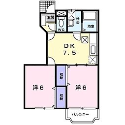 ベル・メゾンD 2DKの間取図画像