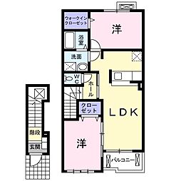 ラージ　Ｋ 2階2LDKの間取り