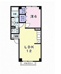 ラフォンテーヌI 1階1LDKの間取り