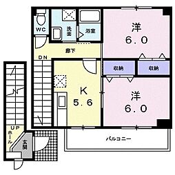 サンセールY's2 2Kの間取図画像
