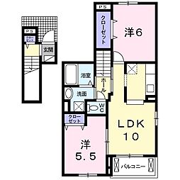 リヴェール壱番館 2LDKの間取図画像
