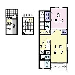 コントレイル 1LDKの間取図画像