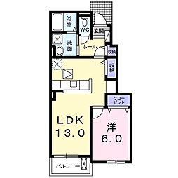 ベルジャルダン 1LDKの間取図画像