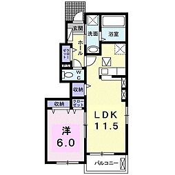 エスポワールK&L2 1LDKの間取図画像