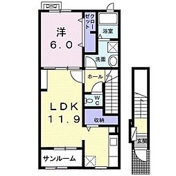 セルバ・セレッソ 2階1LDKの間取り