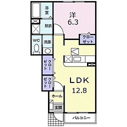 グレイスフジ3 1LDKの間取図画像