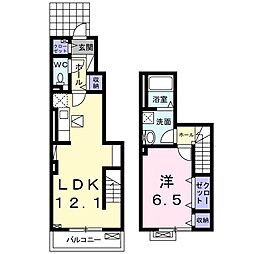 ポルト・ボヌール 1LDKの間取図画像