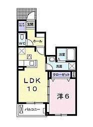 モデッサ宮前 1LDKの間取図画像